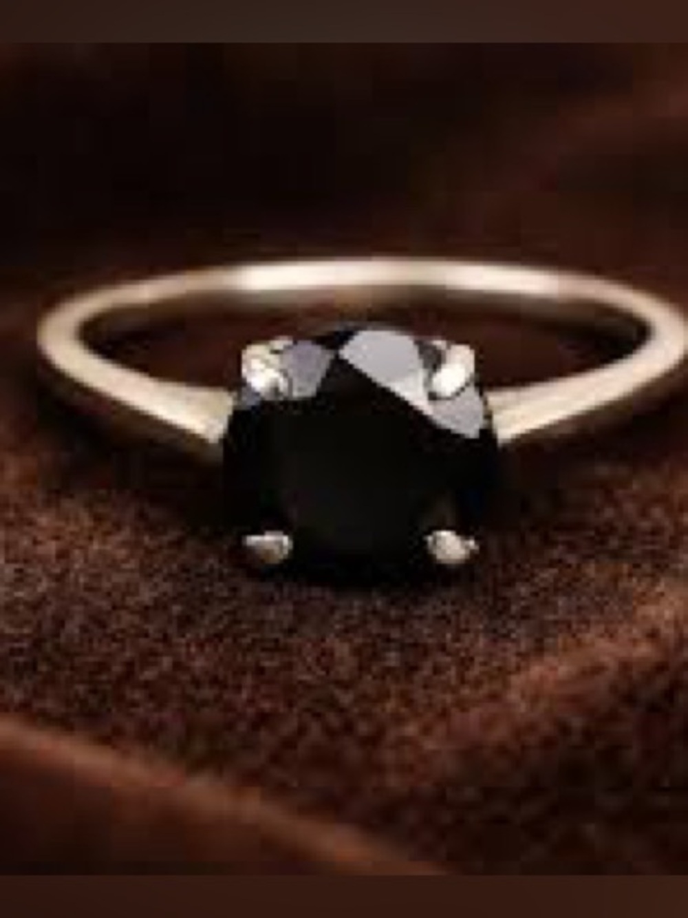 Black Onyx Solitaire Ring on Sterling Silver 925 setting